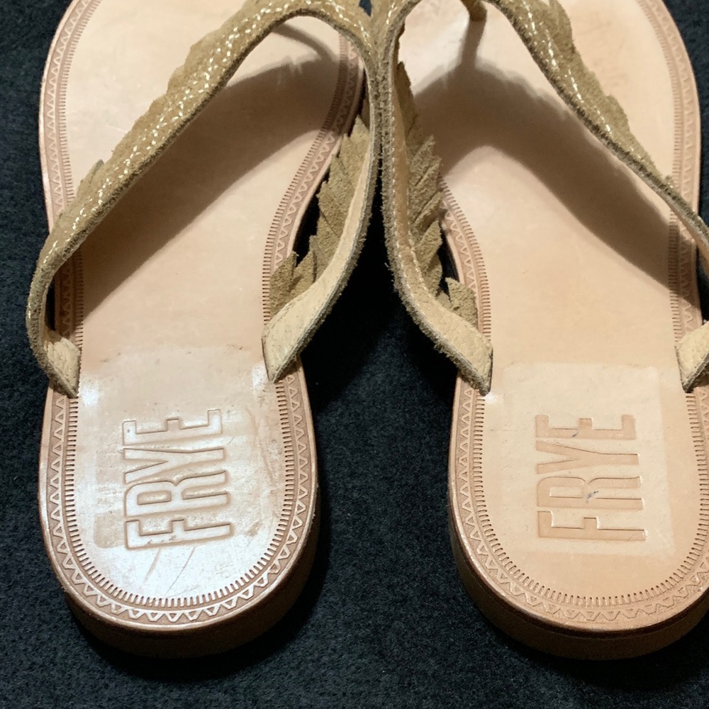 Frye Tan Leather Fringe Sandals - Picture 12 of 12